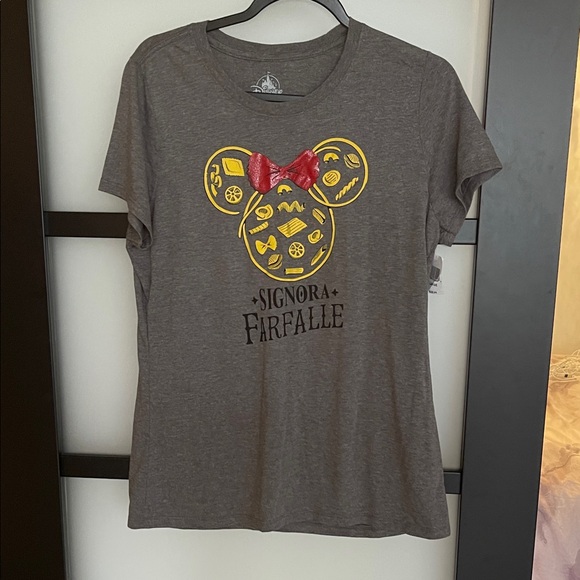 Disney Tops - Disney Gray T-Shirt with Yellow and Red Bow Design